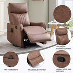 Fauteuil inclinable manuel massant et chauffant en similicuir noir avec fonction bascule et pivot pour salon