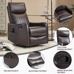 Fauteuil inclinable manuel massant et chauffant en similicuir noir avec fonction bascule et pivot pour salon