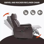 Fauteuil inclinable manuel massant et chauffant en similicuir noir avec fonction bascule et pivot pour salon