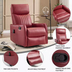 Fauteuil inclinable manuel massant et chauffant en similicuir noir avec fonction bascule et pivot pour salon