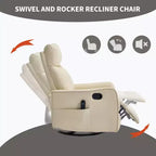 Fauteuil inclinable manuel massant et chauffant en similicuir noir avec fonction bascule et pivot pour salon