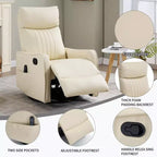 Fauteuil inclinable manuel massant et chauffant en similicuir noir avec fonction bascule et pivot pour salon