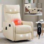 Fauteuil inclinable manuel massant et chauffant en similicuir noir avec fonction bascule et pivot pour salon