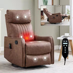 Fauteuil inclinable manuel massant et chauffant en similicuir noir avec fonction bascule et pivot pour salon