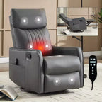 Fauteuil inclinable manuel massant et chauffant en similicuir noir avec fonction bascule et pivot pour salon