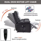Fauteuils inclinables électriques releveurs à double moteur et position infinie en chenille beige avec massage thermique, jusqu'à 158 kg, avec porte-gobelets cachés