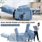 Fauteuils inclinables électriques releveurs à double moteur et position infinie en chenille beige avec massage thermique, jusqu'à 158 kg, avec porte-gobelets cachés