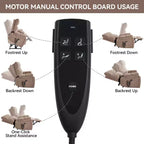 Fauteuils inclinables électriques releveurs à double moteur et position infinie en chenille beige avec massage thermique, jusqu'à 158 kg, avec porte-gobelets cachés