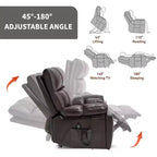 Fauteuils inclinables électriques releveurs à double moteur et position infinie en chenille beige avec massage thermique, jusqu'à 158 kg, avec porte-gobelets cachés