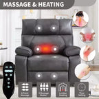 Fauteuils inclinables électriques releveurs à double moteur et position infinie en chenille beige avec massage thermique, jusqu'à 158 kg, avec porte-gobelets cachés