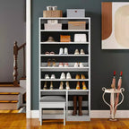 Meuble à chaussures de 180 cm de haut avec rangement ouvert et casier pour bottes hautes pour l'entrée du salon