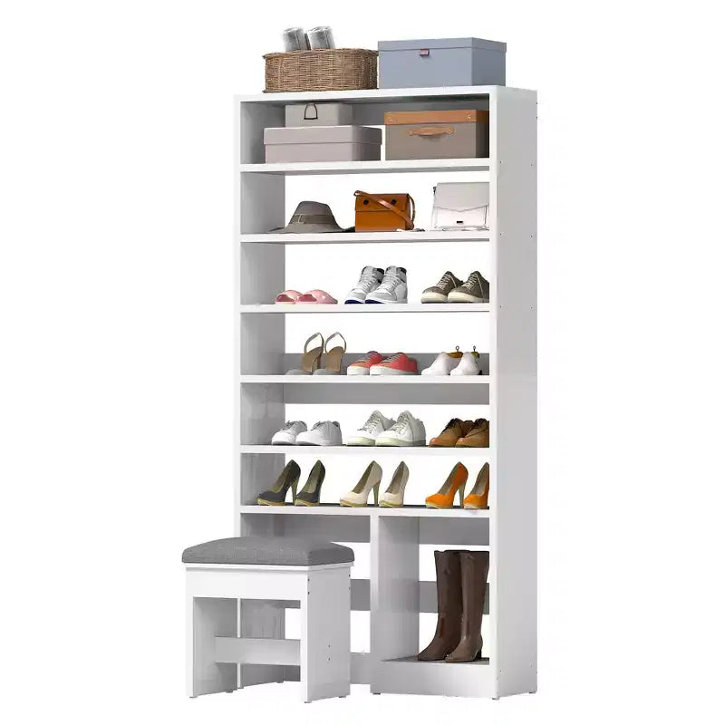 Meuble à chaussures de 180 cm de haut avec rangement ouvert et casier pour bottes hautes pour l'entrée du salon