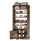 Meuble à chaussures de 180 cm de haut avec rangement ouvert et casier pour bottes hautes pour l'entrée du salon