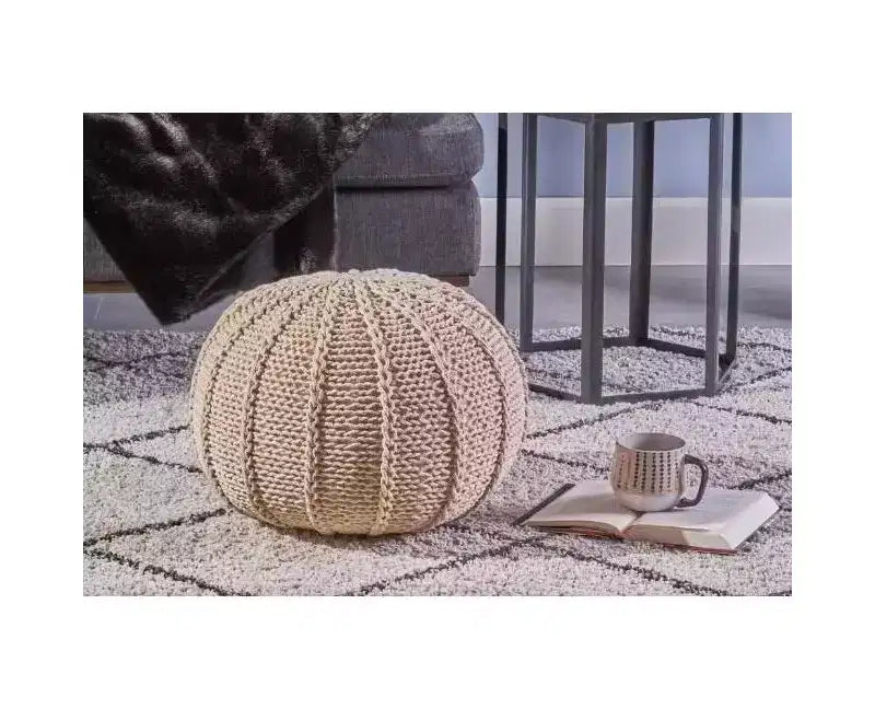 Okak Bean Bag Chair Knited Bean Bag Chairs Comfy Floor Chair with Foam Filler, Sofa Chair for Living Room, Bedroom, Beige