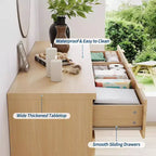 Coiffeuse de chambre à coucher à tiroirs de 47 pouces, coiffeuse moderne médiévale à poignée dorée, armoire à tiroirs rainurés, armoire de rangement en chêne