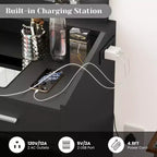 Coiffeuse Acekool avec Miroir, Ampoules, Chaise, Tiroirs et Prises de Courant pour Chambre ou Salon