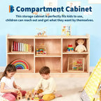 Étagère de rangement Montessori en bois, organisateur de jouets et de livres à 5 compartiments avec séparateurs réglables, bibliothèque pour enfants au fini naturel pour salle de jeux