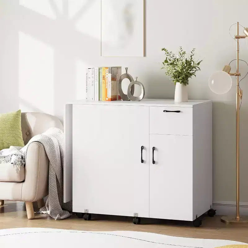 Table pliante pour machine à coudre, station de loisirs créatifs polyvalente avec étagères de rangement et roulettes verrouillables, bureau de couture mobile pour la maison, la chambre