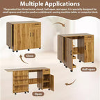 Table pliante pour machine à coudre, station de loisirs créatifs polyvalente avec étagères de rangement et roulettes verrouillables, bureau de couture mobile pour la maison, la chambre