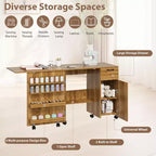 Table pliante pour machine à coudre, station de loisirs créatifs polyvalente avec étagères de rangement et roulettes verrouillables, bureau de couture mobile pour la maison, la chambre