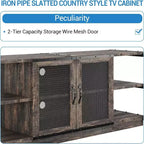 Meuble TV de ferme pour téléviseurs de 65/75 pouces, centre de divertissement avec armoire de rangement, table de console multimédia industrielle