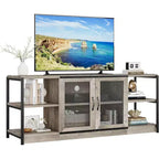 Meuble TV de ferme pour téléviseurs de 65/75 pouces, centre de divertissement avec armoire de rangement, table de console multimédia industrielle