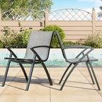 Aluminum Patio Chairs with Lightweight Frame and Adjustable Back, Outdoor Sling Back Dining Chairs for Garden, Camping Poolside