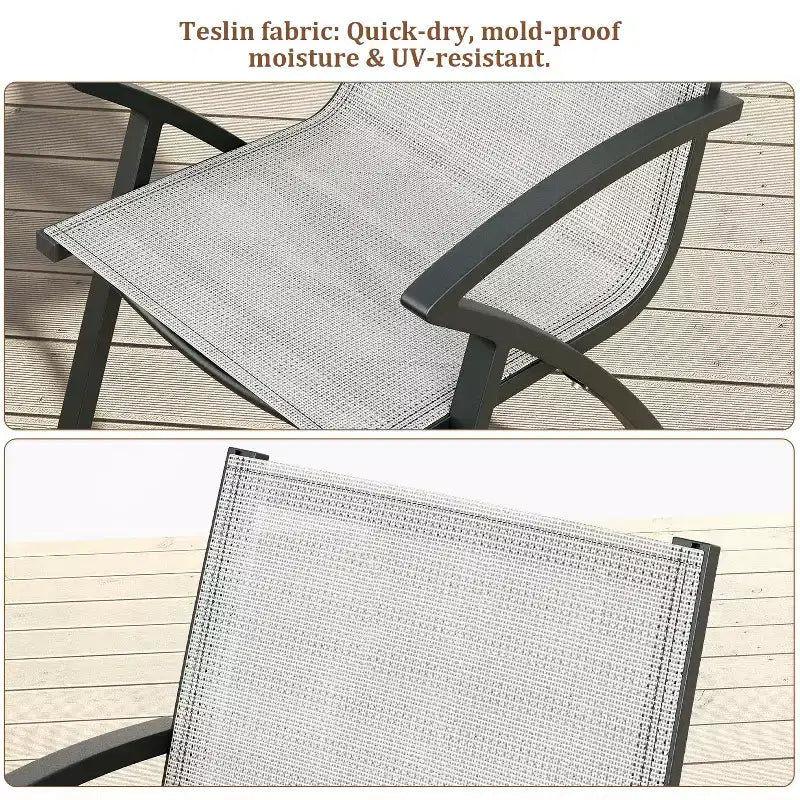 Chaises de patio en aluminium avec cadre léger et dossier réglable, chaises de salle à manger d'extérieur à dossier en toile pour jardin, camping au bord de la piscine