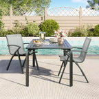 Chaises de patio en aluminium avec cadre léger et dossier réglable, chaises de salle à manger d'extérieur à dossier en toile pour jardin, camping au bord de la piscine