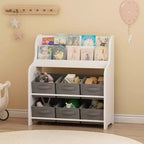 MAYEERTY Étagère de rangement avec 6 bacs de rangement en tissu, bibliothèque multifonctionnelle pour enfants et organisateur de jouets Blanc
