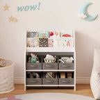 MAYEERTY Étagère de rangement avec 6 bacs de rangement en tissu, bibliothèque multifonctionnelle pour enfants et organisateur de jouets Blanc