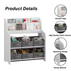 MAYEERTY Étagère de rangement avec 6 bacs de rangement en tissu, bibliothèque multifonctionnelle pour enfants et organisateur de jouets Blanc