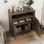 Bahut de porte, buffet autoportant en bois moderne, meuble de rangement avec étagères réglables