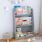 MAYEERTY Étagère à Livres pour Enfants à 3 Niveaux, Étagère de Rangement pour Livres, Aide à Maintenir l'Ordre dans les Chambres d'Enfants, Salles de Jeux et Salles de Classe, Gris
