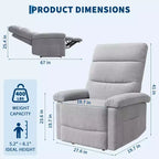 Fauteuil inclinable manuel pour adultes, canapé simple ergonomique en tissu avec support lombaire, poche latérale, fauteuil inclinable réglable pour salon, chambre à coucher