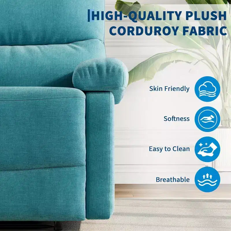 Fauteuil inclinable manuel pour adultes, canapé simple ergonomique en tissu avec support lombaire, poche latérale, fauteuil inclinable réglable pour salon, chambre à coucher