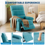 Fauteuil inclinable manuel pour adultes, canapé simple ergonomique en tissu avec support lombaire, poche latérale, fauteuil inclinable réglable pour salon, chambre à coucher