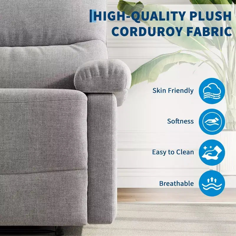 Manual Recliner Chair for Adults, Ergonomic Fabric Single Sofa with Back Support, Side Pocket, Adjustable Reclining Chair for Living Room, Bedroom