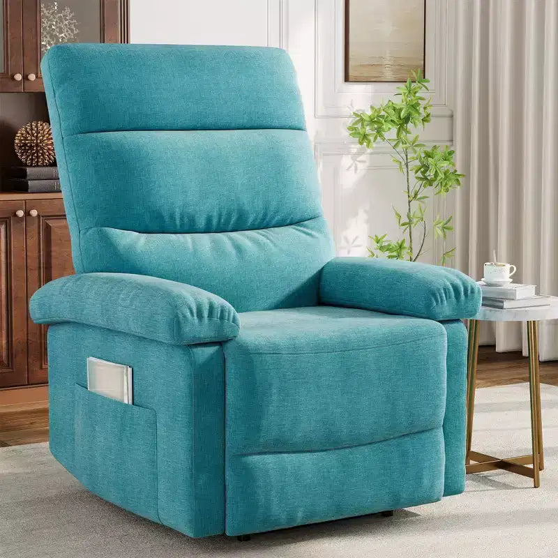 Fauteuil inclinable manuel pour adultes, canapé simple ergonomique en tissu avec support lombaire, poche latérale, fauteuil inclinable réglable pour salon, chambre à coucher