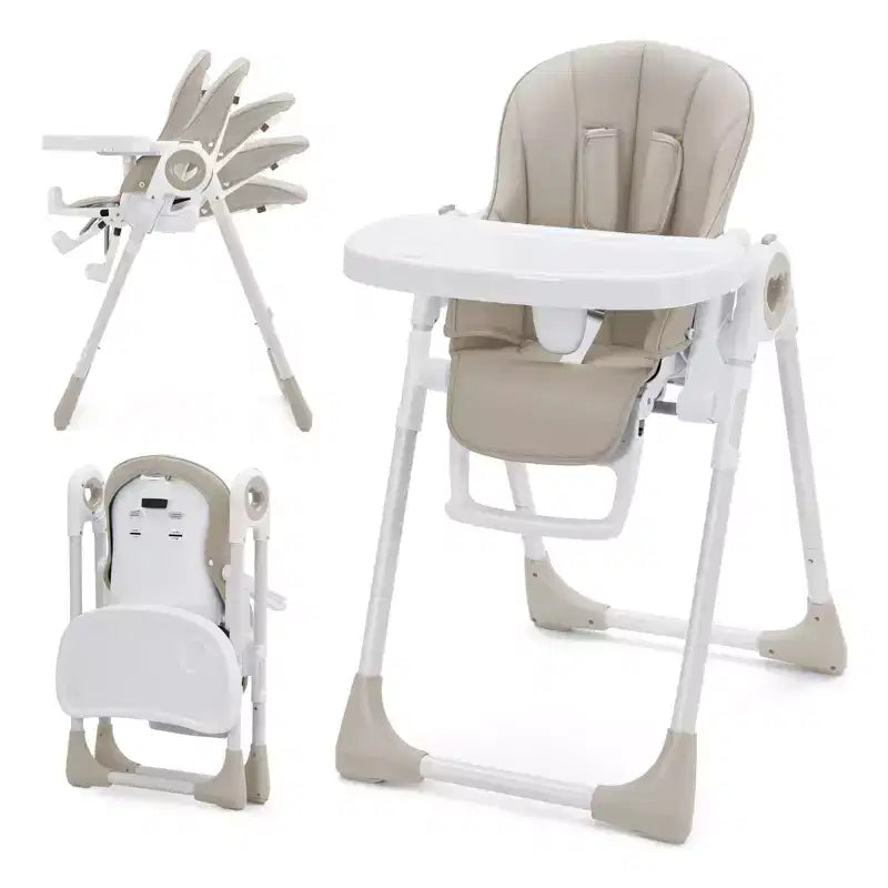 Chaises hautes Easy Clean pour bébés avec hauteur réglable, 5 positions d'inclinaison, double plateau amovible et harnais à 5 points