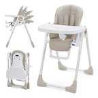 Chaises hautes Easy Clean pour bébés avec hauteur réglable, 5 positions d'inclinaison, double plateau amovible et harnais à 5 points