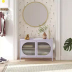 GDFStudio Arden Wide 2-Door Accent Cabinet with Fluted Glass