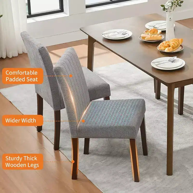 Lot de 2 chaises de salle à manger modernes avec coussins rembourrés et pieds en bois robustes pour salle à manger, restaurant et cuisine.