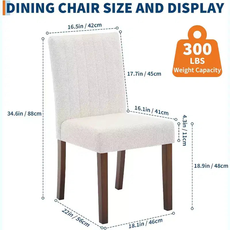 Lot de 2 chaises de salle à manger modernes avec coussins rembourrés et pieds en bois robustes pour salle à manger, restaurant et cuisine.