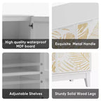 Buffet bahut décoratif de 31,5 W avec portes sculptées et étagères réglables - Panipeachy
