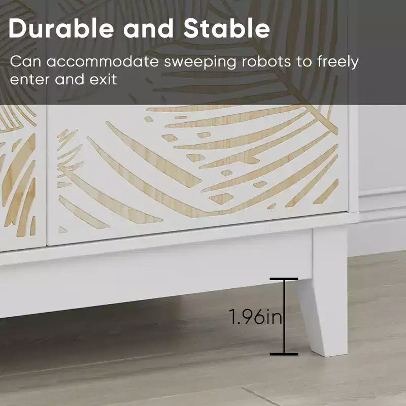 Buffet bahut décoratif de 31,5 W avec portes sculptées et étagères réglables - Panipeachy