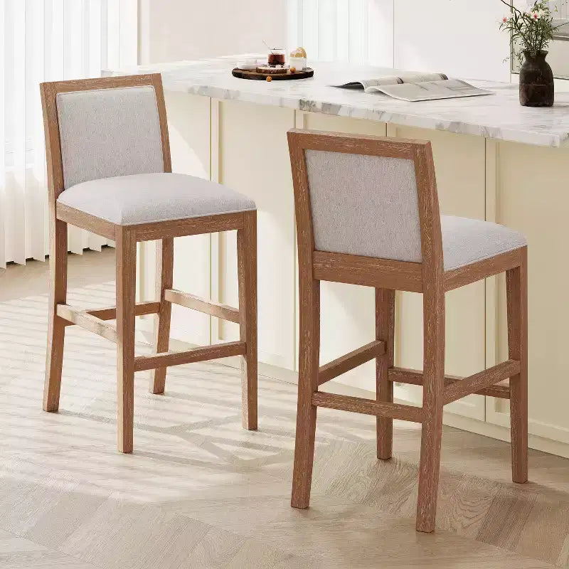 Tabourets de bar hauteur comptoir TUYOHW rembourrés, lot de 2, chaises d'appoint avec cadre en bois d'hévéa, chaises de bar pour îlot de cuisine, bureau à domicile, salle à manger
