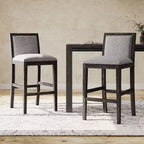 TUYOHW Upholstered Counter Height Bar Stools Set of 2,Accent Chair with Rubber wood Frame,Bar Chairs for Kitchen Island,Home Office,Dining Room