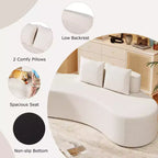 Costway Canapé incurvé en tissu de 199,4 cm avec 2 coussins confortables et dossier bas, beige/gris