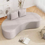 Costway Canapé incurvé en tissu de 199,4 cm avec 2 coussins confortables et dossier bas, beige/gris